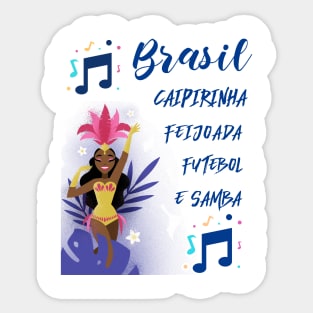 Brasil, caipirinha, feijoada, futebol e samba Sticker